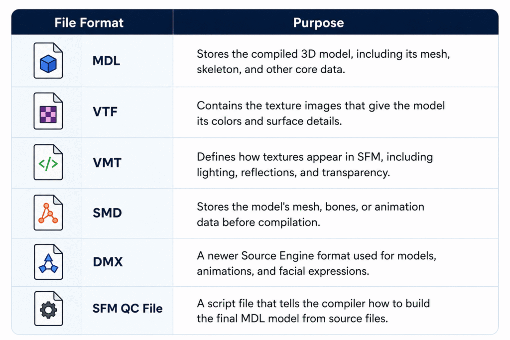 file formats used in sfm models